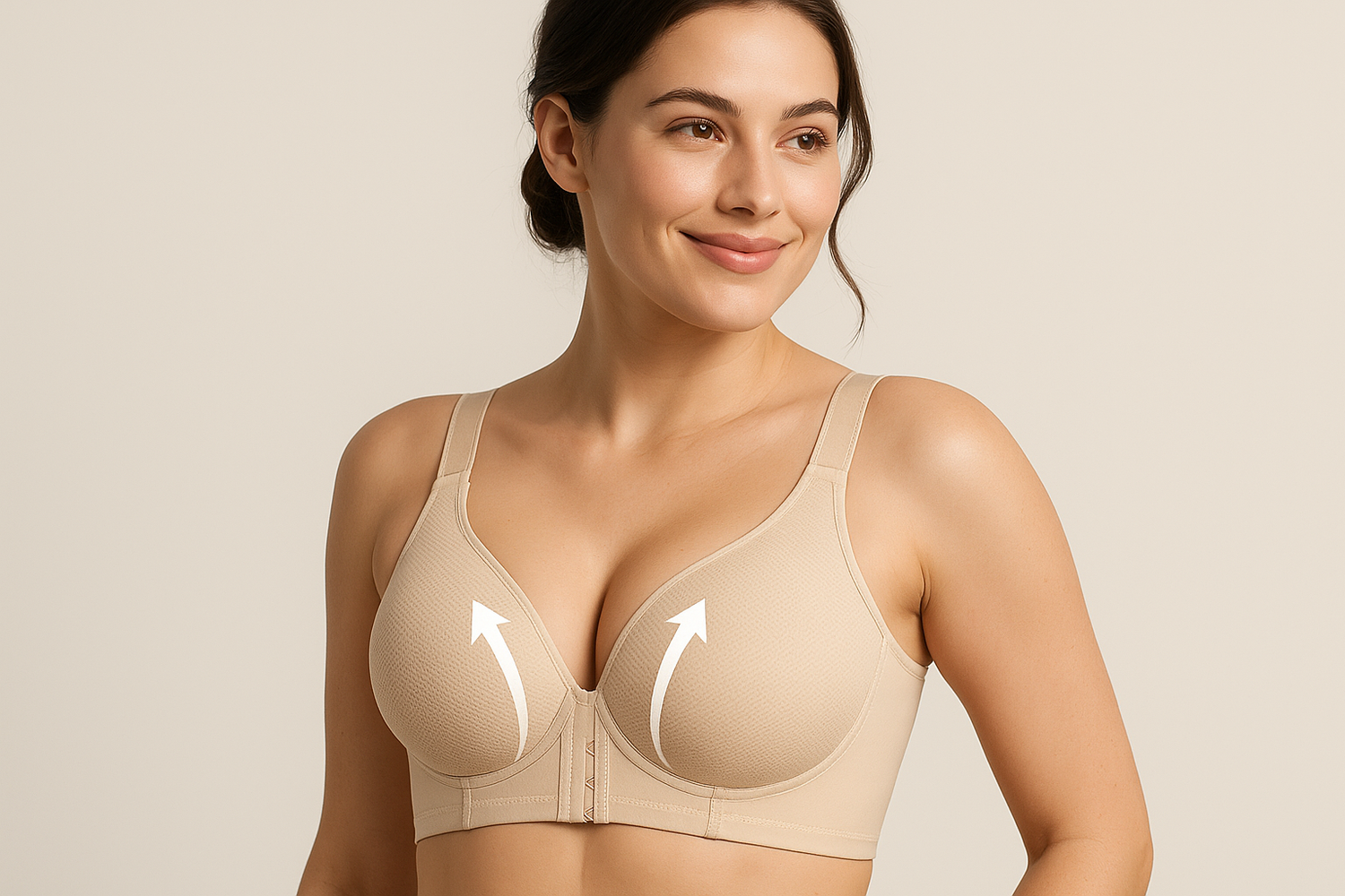 genere moi une autre image pour mon soutien gorge massant avec une femme ou le resultat et venu avec une poitrine plus vivante et plus remonte